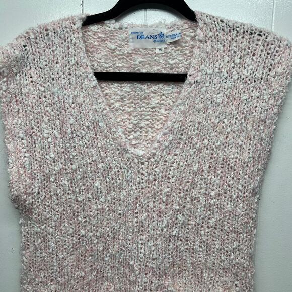 Designed by Deans Vintage Silk Blend Pink Women's Vest Size Medium Chunky Knit - Picture 3 of 10